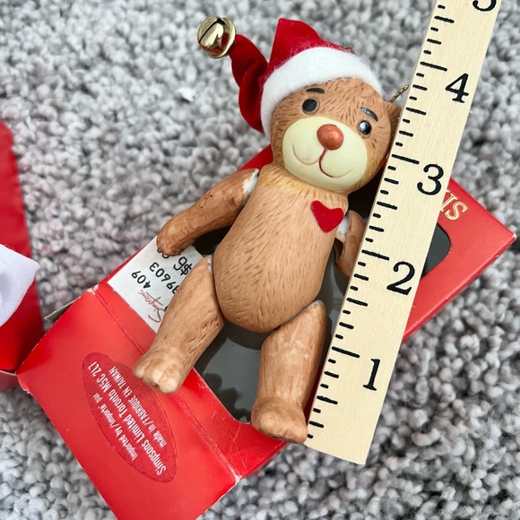 Pair of Vintage Silvestri Porcelain Teddy Bear Christmas Tree Ornaments NOS - Picture 10 of 13